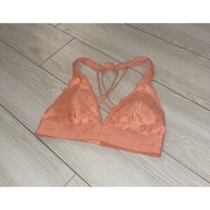 Pink Victorias Secret Lace Plunge Bralette Strappy WF Womens S Small Orange